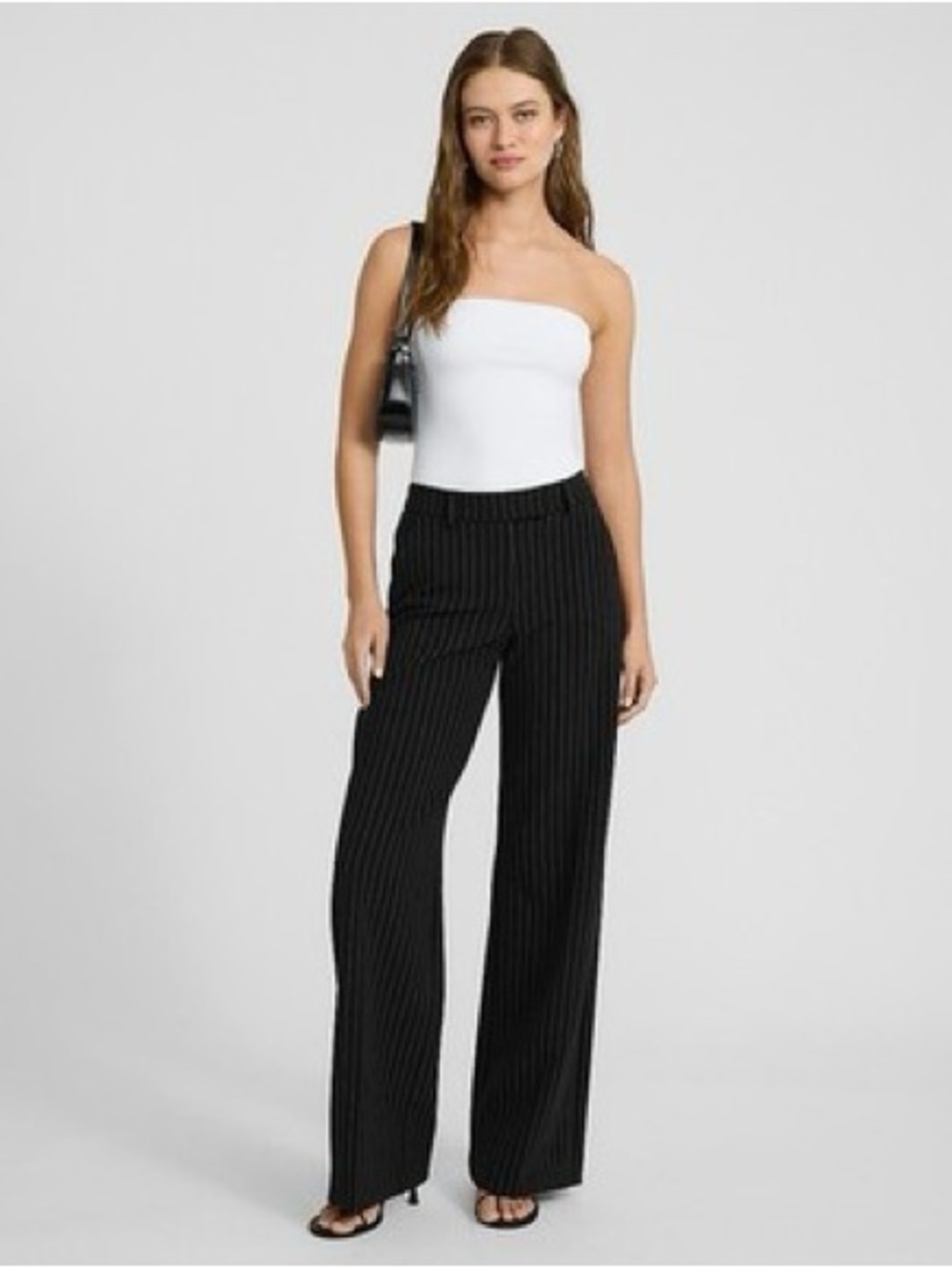 Black Pinstripe Wide-Leg Trousers